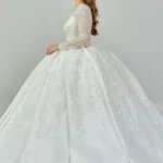 Zumera – Long Sleeve Sparkling Ball Gown Side Look